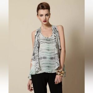 $695 BRIAN REYES 100% SILK 'ZORYA PRINT' DRAPED TUNIC